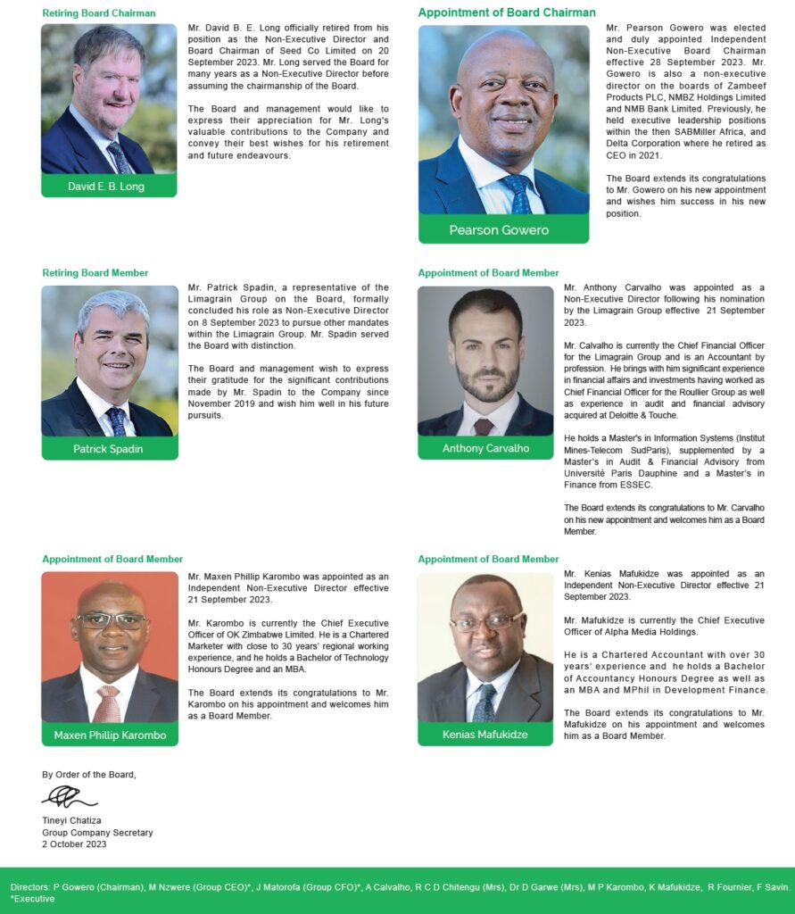 Retirement and appointment of board chairman and other directors notice.